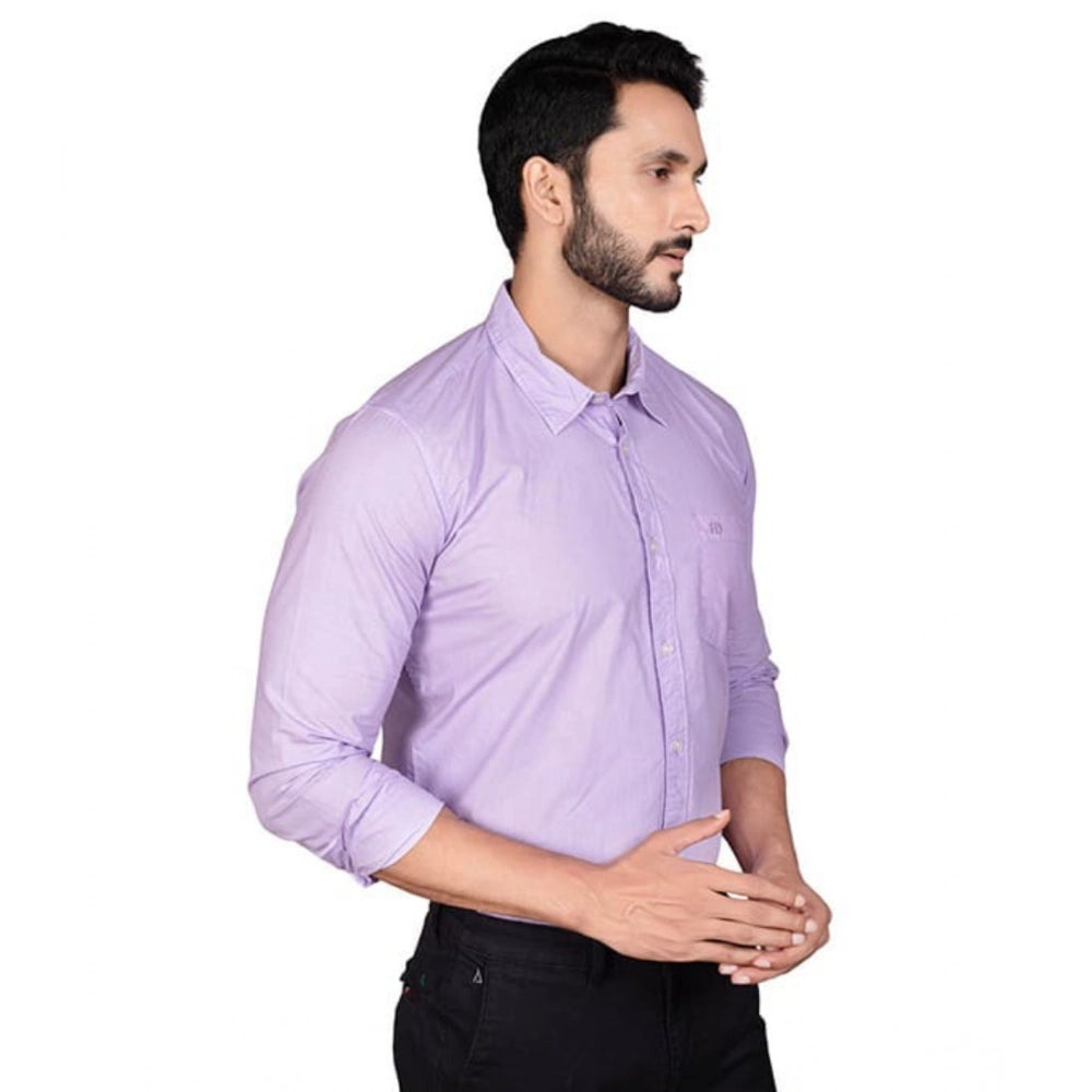 Amfyn Men's Casual Cotton Full Sleeve Solid Shirt (Purple)