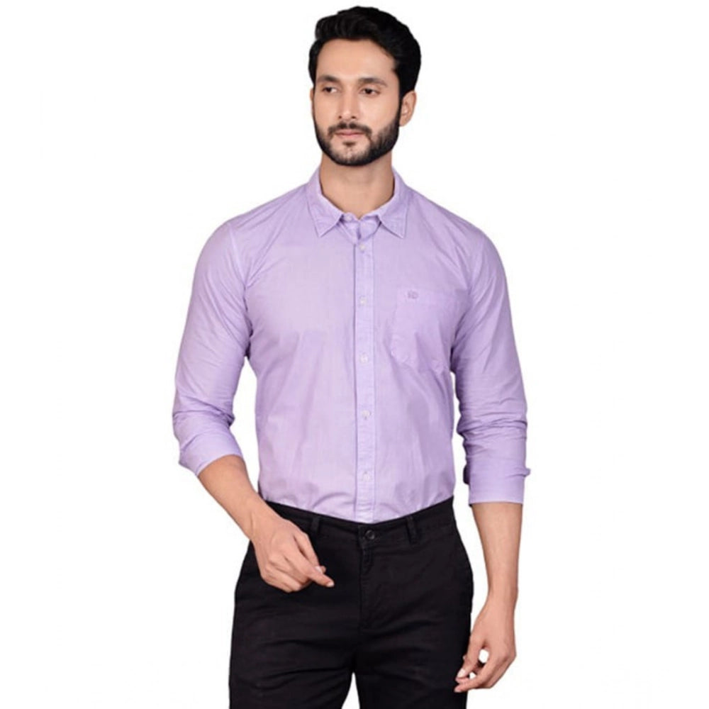 Amfyn Men's Casual Cotton Full Sleeve Solid Shirt (Purple)