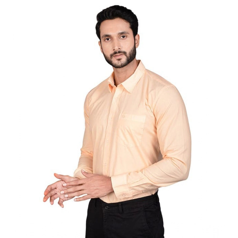 Amfyn Men's Casual Cotton Full Sleeve Solid Shirt (Peach)
