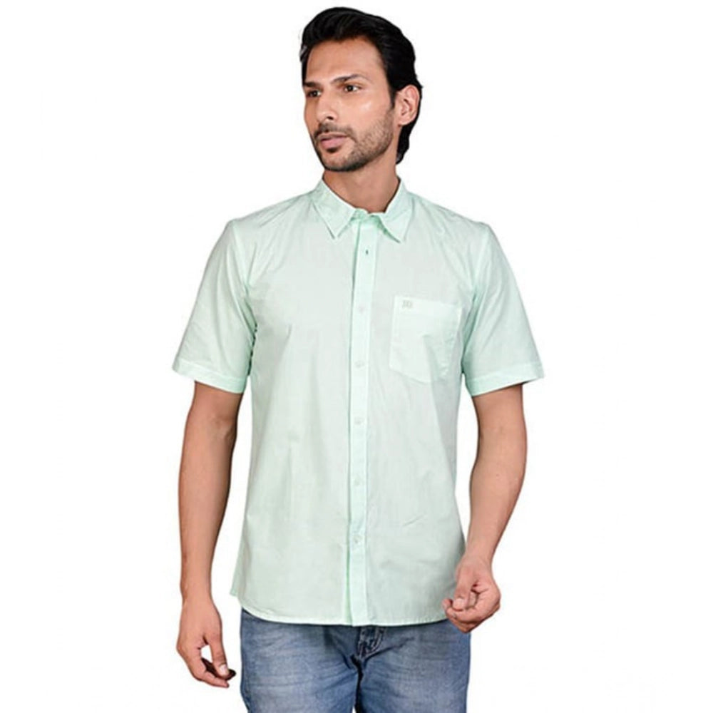 Amfyn Men's Casual Cotton Half Sleeve Solid Shirt (Sea Green)