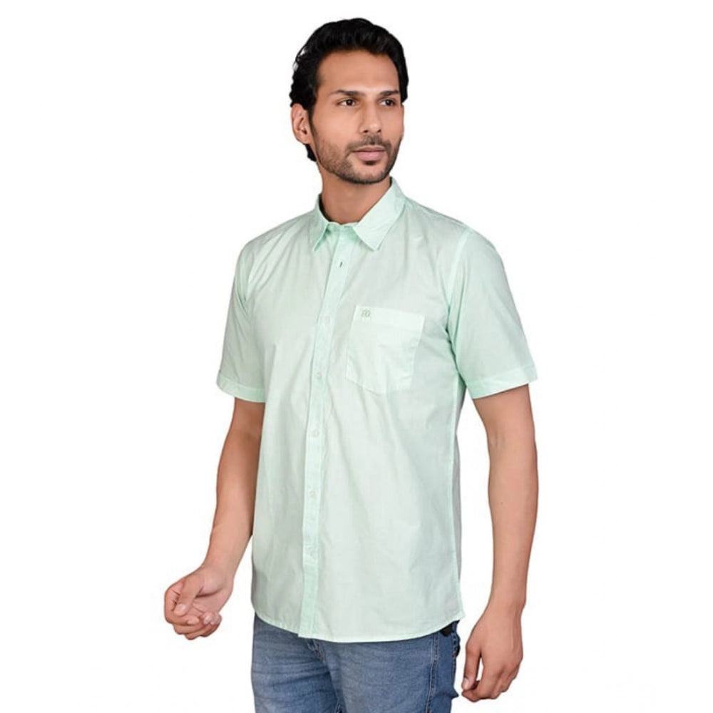 Amfyn Men's Casual Cotton Half Sleeve Solid Shirt (Sea Green)