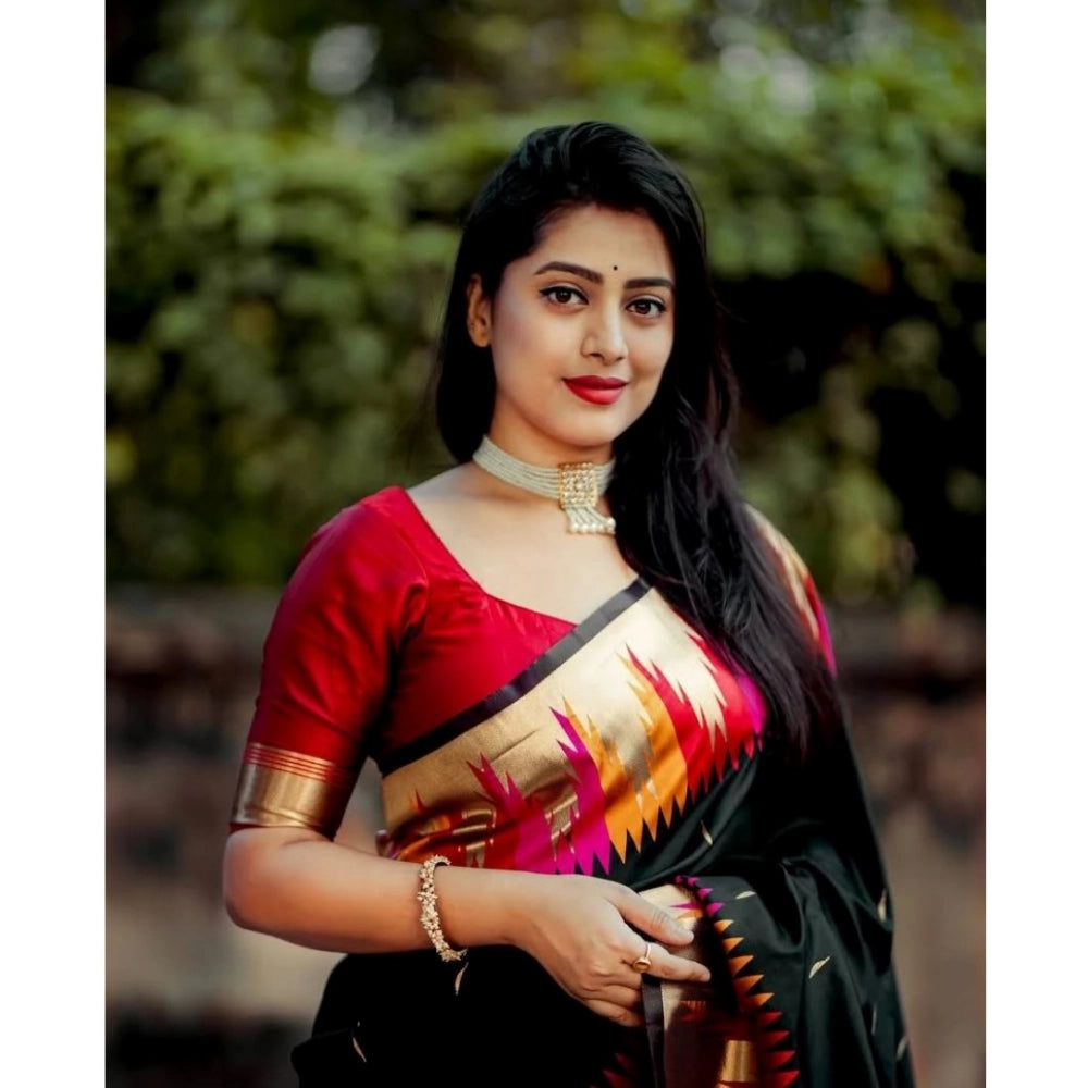 Amfyn Women's Silk Printed Saree With Unstitched Blouse 5.5Mtr (Multicolor)