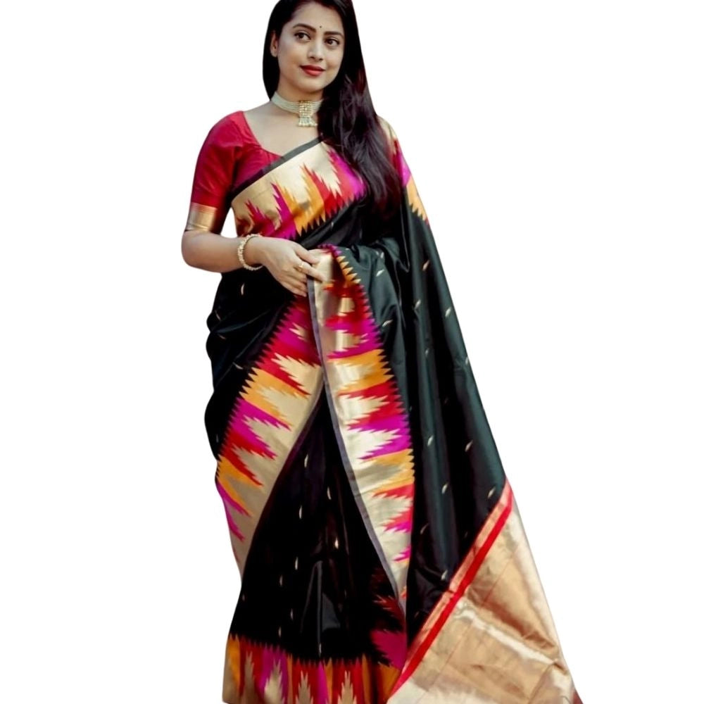 Amfyn Women's Silk Printed Saree With Unstitched Blouse 5.5Mtr (Multicolor)