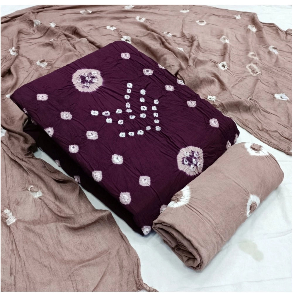 Amfyn Women's Rayon Printed Unstitched Salwar Suit Material With Dupatta 2.3Mtrs (Wine)
