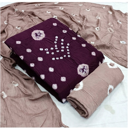 Amfyn Women's Rayon Printed Unstitched Salwar Suit Material With Dupatta 2.3Mtrs (Wine)