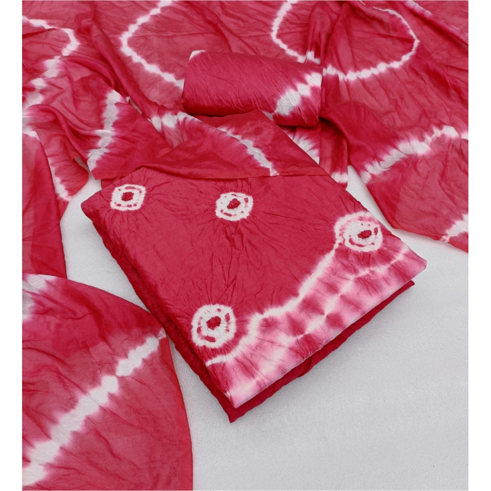 Amfyn Women's Chanderi Cotton Printed Unstitched Salwar Suit Material With Dupatta 2.3Mtrs (Pink)