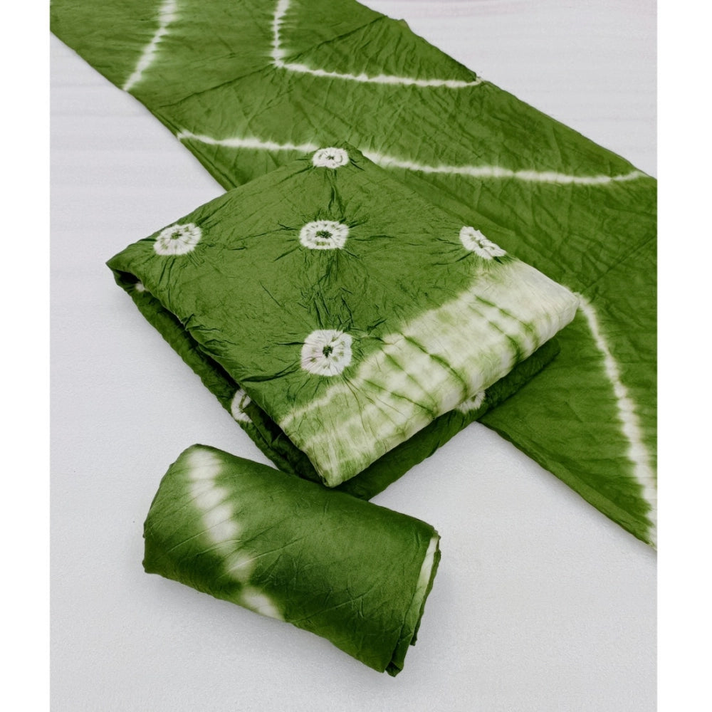 Amfyn Women's Chanderi Cotton Printed Unstitched Salwar Suit Material With Dupatta 2.3Mtrs (Green)