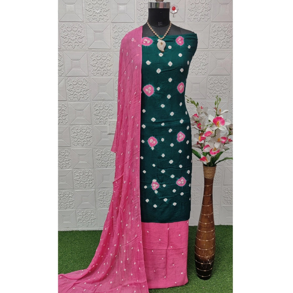 Amfyn Women's Rayon Printed Unstitched Salwar Suit Material With Dupatta 2.3Mtrs (Rama)