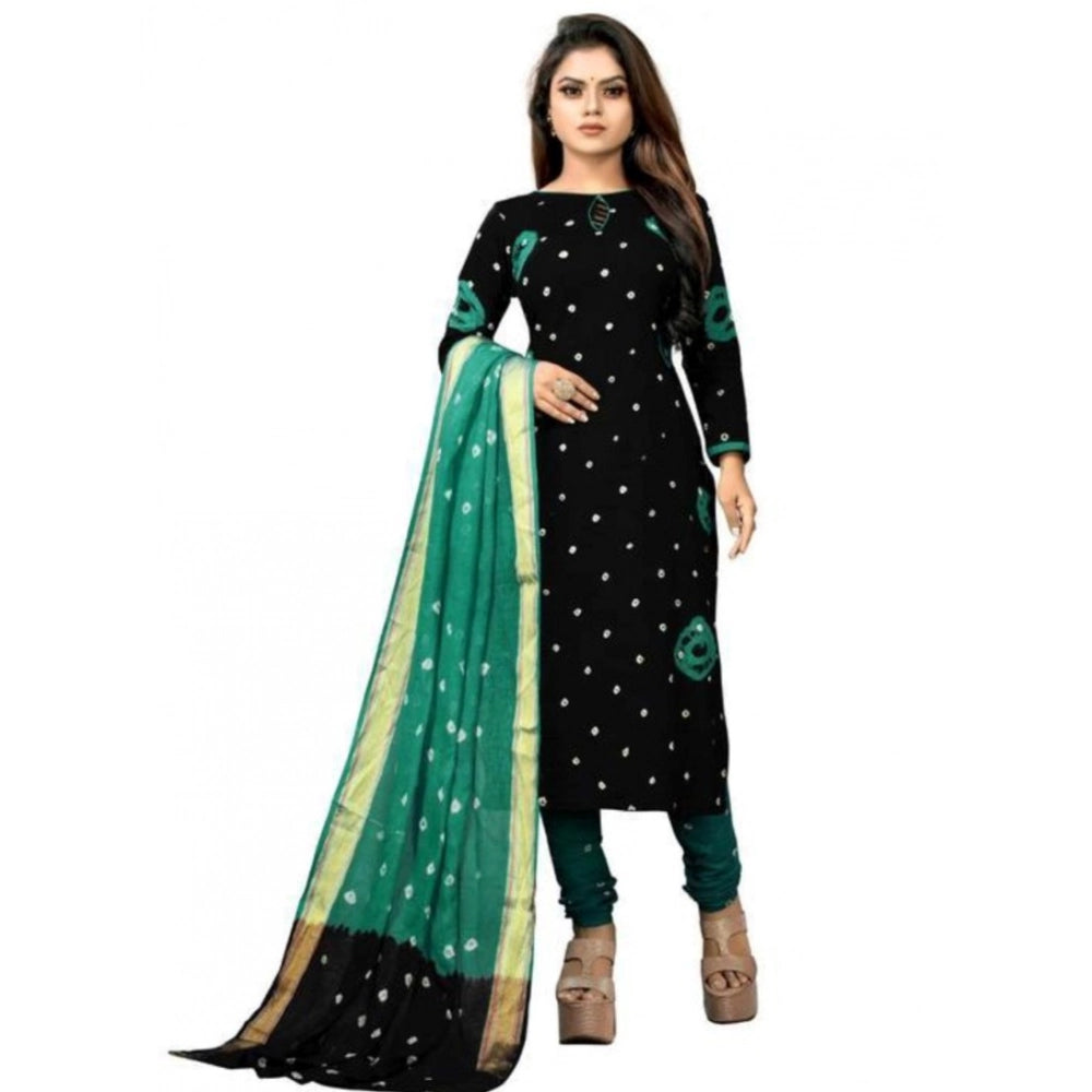Amfyn Women's Rayon Printed Unstitched Salwar Suit Material With Dupatta 2.3Mtrs (Black)