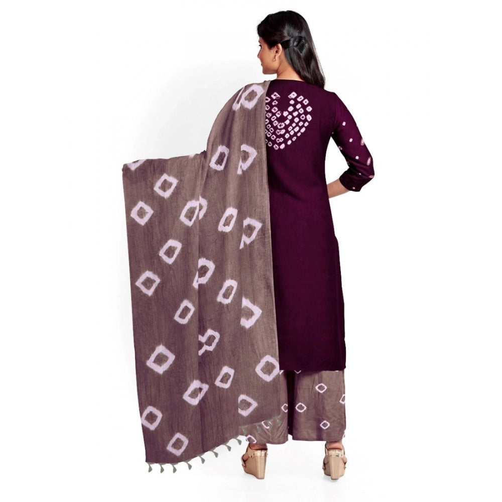 Amfyn Women's Rayon Printed Unstitched Salwar Suit Material With Dupatta 2.3Mtrs (Wine)