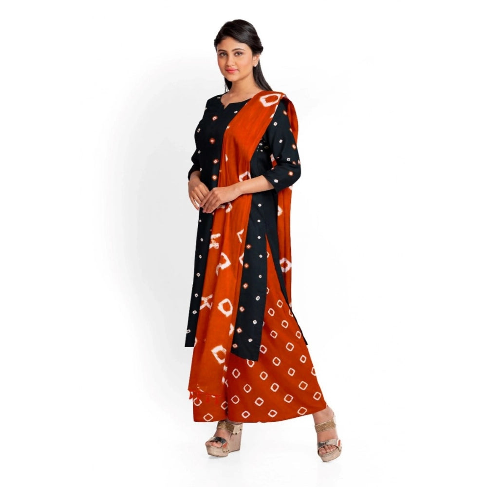 Amfyn Women's Rayon Printed Unstitched Salwar Suit Material With Dupatta 2.3Mtrs (Black)