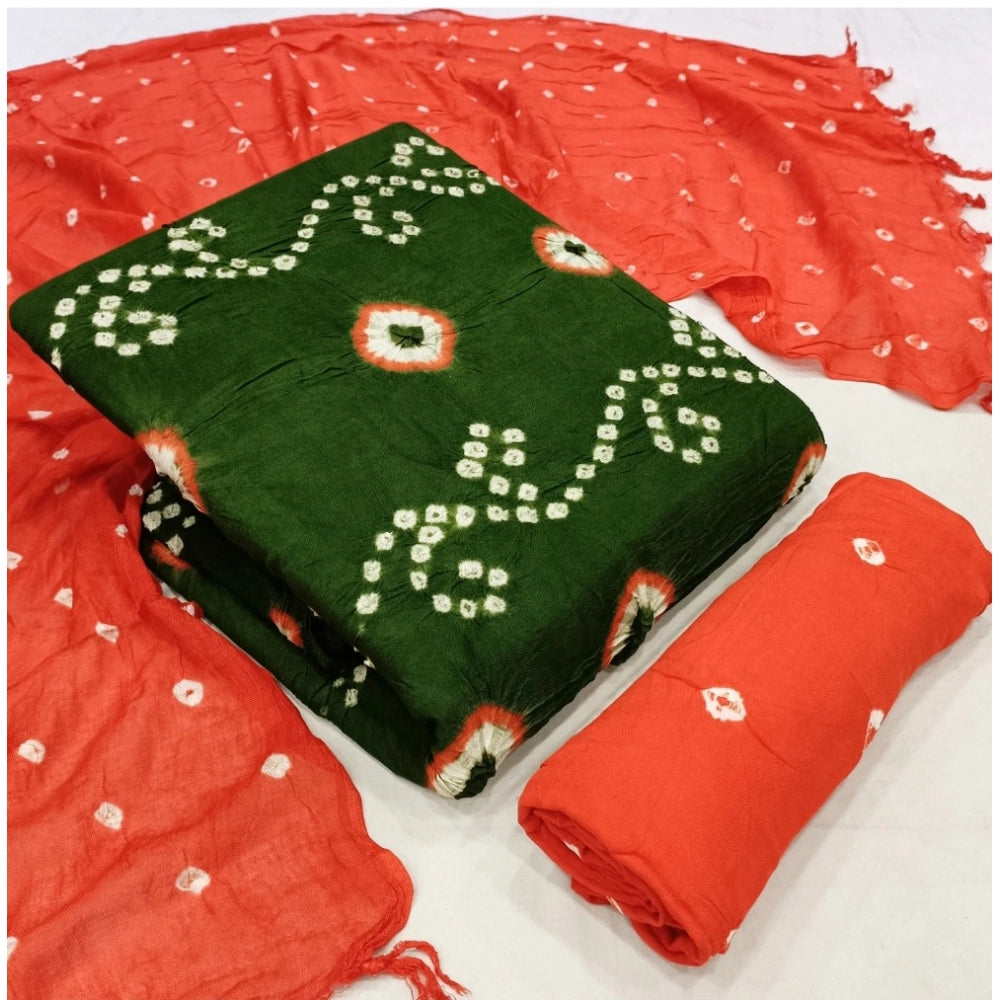 Amfyn Women's Rayon Printed Unstitched Salwar Suit Material With Dupatta 2.3Mtrs (Mehendi Green)