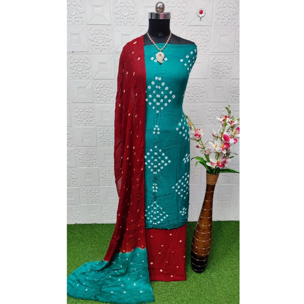 Amfyn Women's Rayon Printed Unstitched Salwar Suit Material With Dupatta 2.3Mtrs (Rama)
