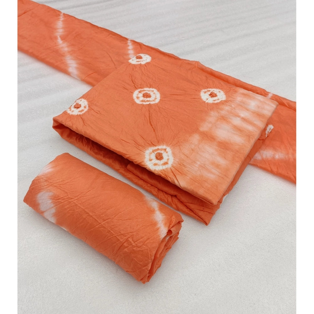 Amfyn Women's Chanderi Cotton Printed Unstitched Salwar Suit Material With Dupatta 2.3Mtrs (Peach)