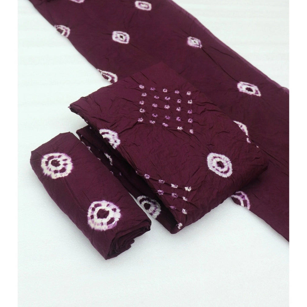Amfyn Women's Chanderi Cotton Printed Unstitched Salwar Suit Material With Dupatta 2.3Mtrs (Wine)