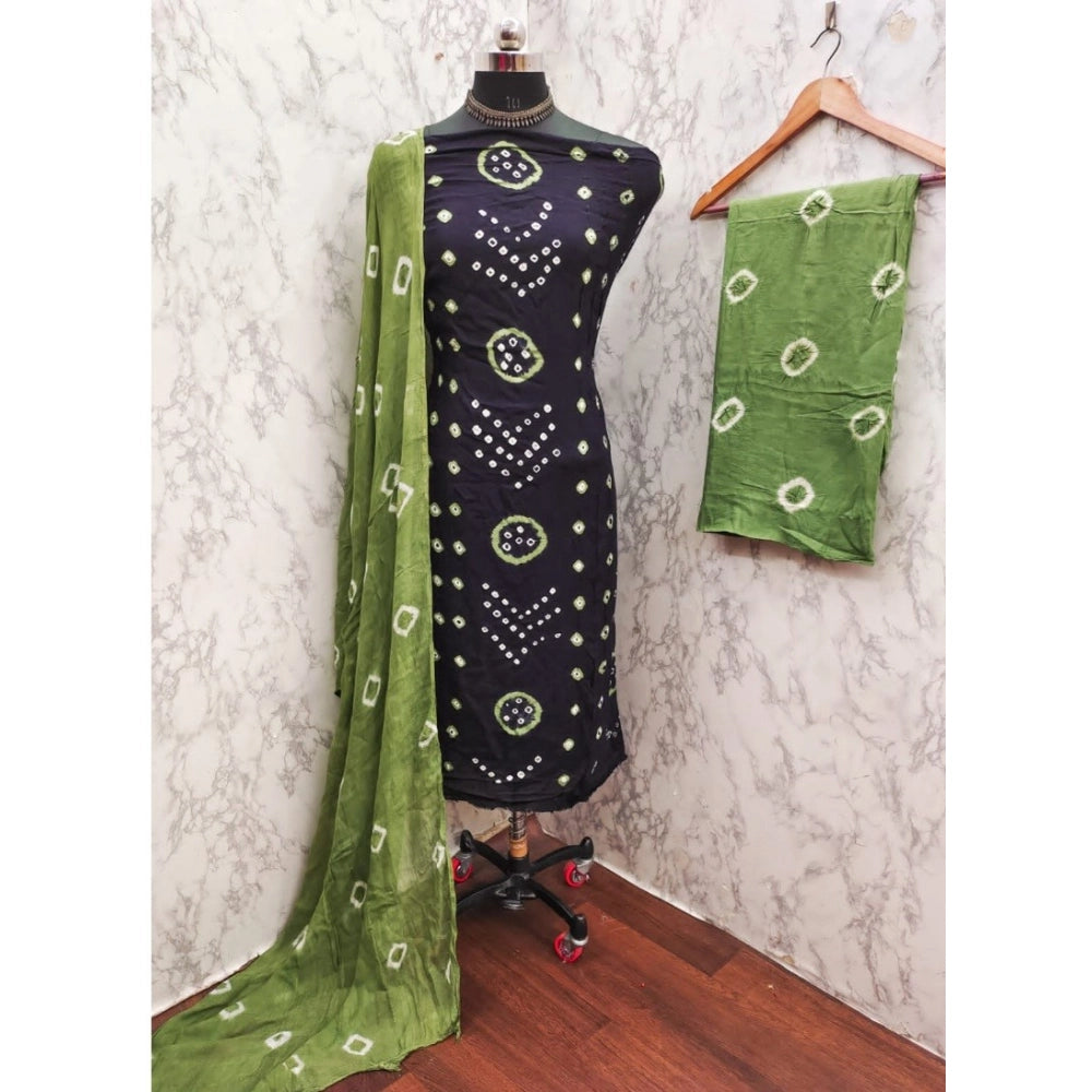 Amfyn Women's Rayon Printed Unstitched Salwar Suit Material With Dupatta 2.3Mtrs (Black)