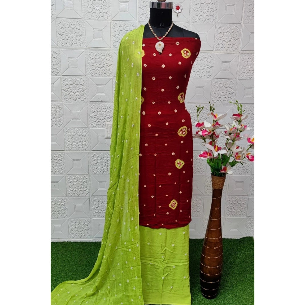 Amfyn Women's Rayon Printed Unstitched Salwar Suit Material With Dupatta 2.3Mtrs (Red)