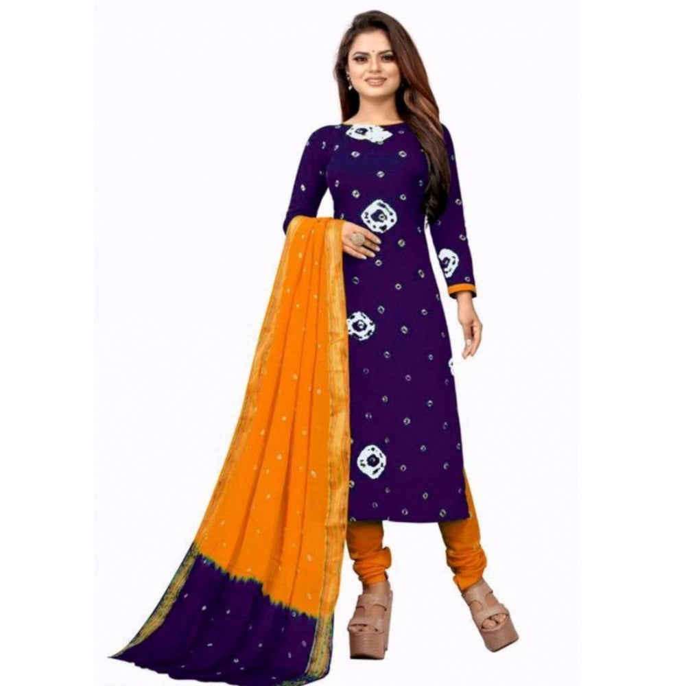 Amfyn Women's Rayon Printed Unstitched Salwar Suit Material With Dupatta 2.3Mtrs (Purple)