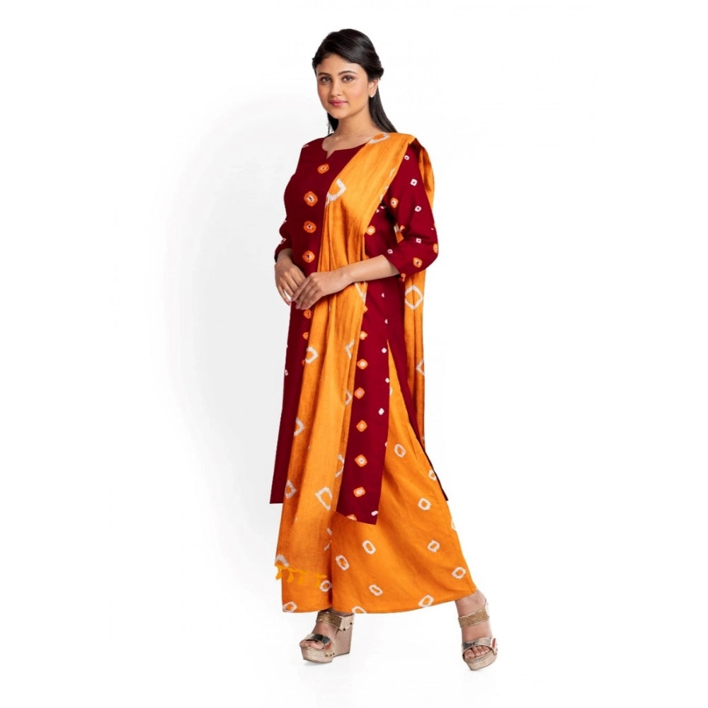 Amfyn Women's Rayon Printed Unstitched Salwar Suit Material With Dupatta 2.3Mtrs (Red)