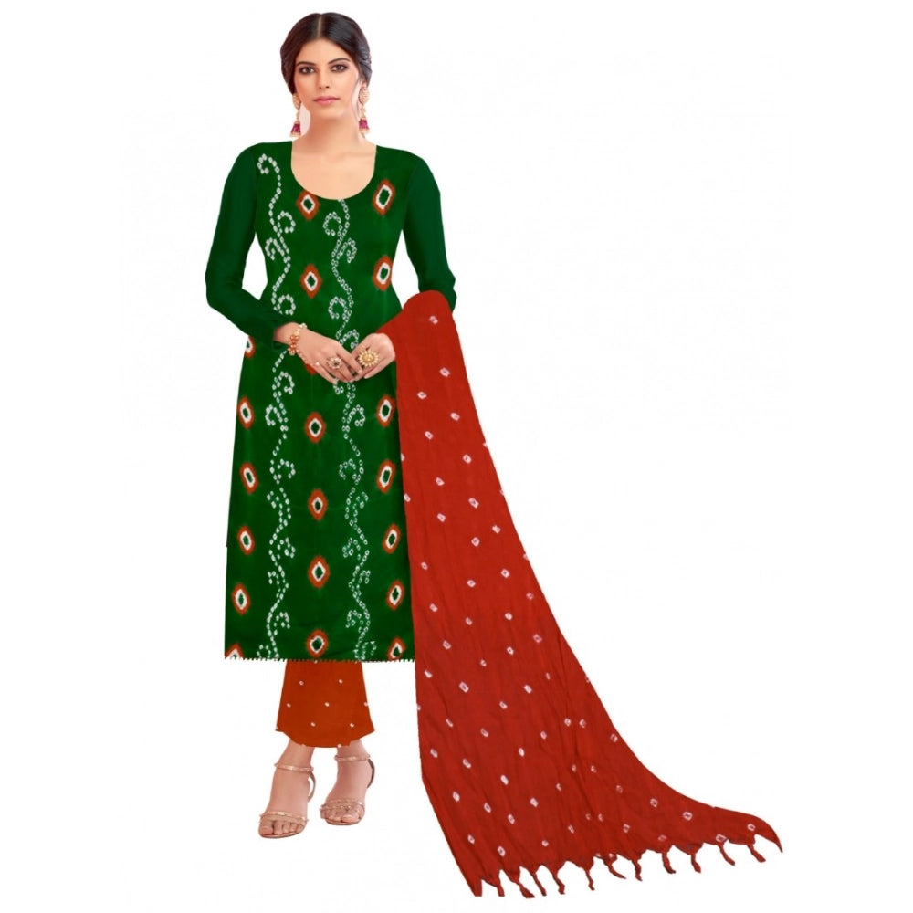 Amfyn Women's Rayon Printed Unstitched Salwar Suit Material With Dupatta 2.3Mtrs (Mehendi Green)