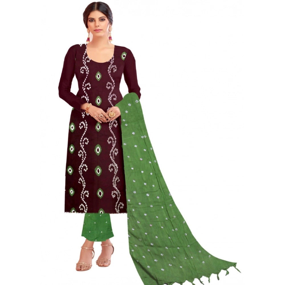 Amfyn Women's Rayon Printed Unstitched Salwar Suit Material With Dupatta 2.3Mtrs (Coffee)