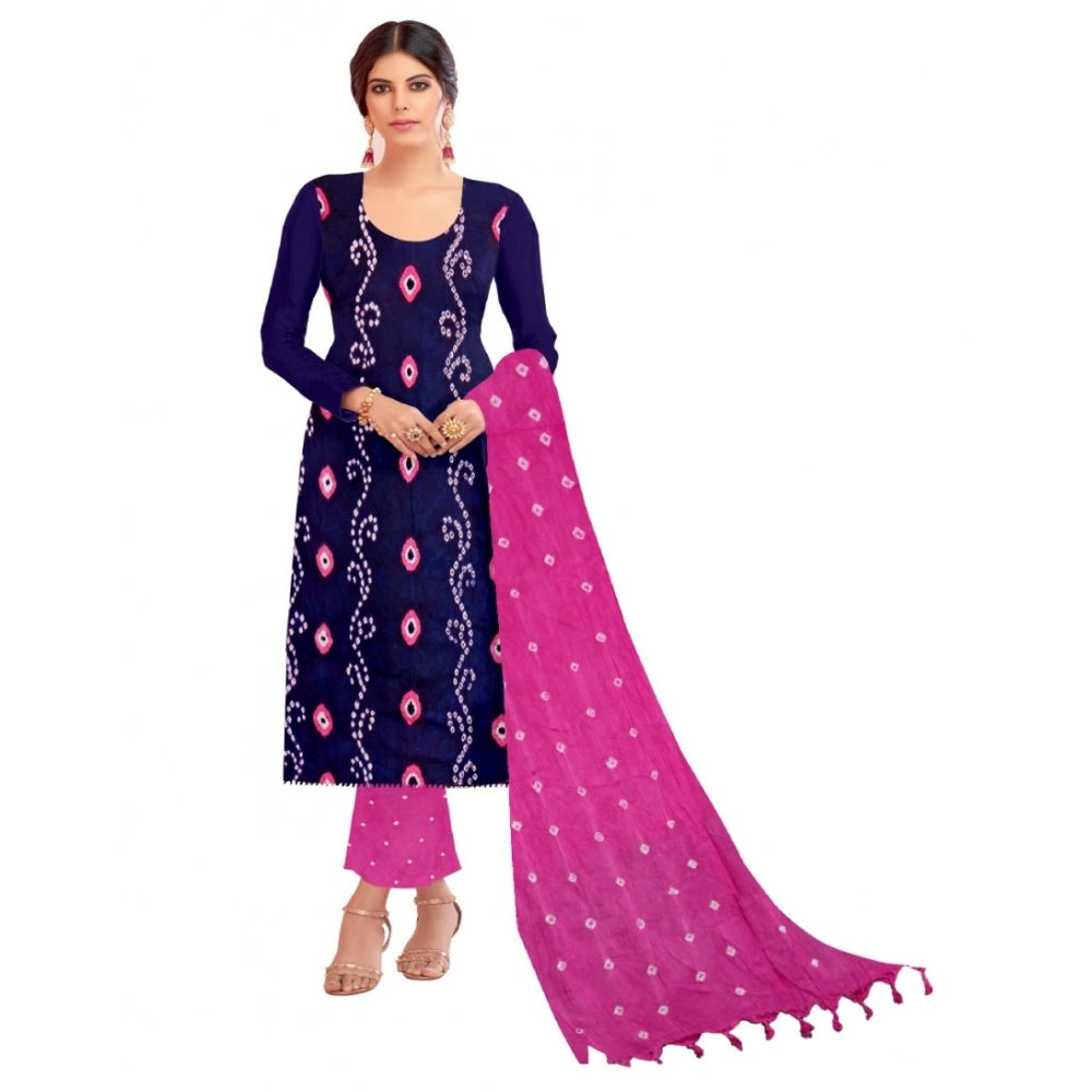 Amfyn Women's Rayon Printed Unstitched Salwar Suit Material With Dupatta 2.3Mtrs (Blue)