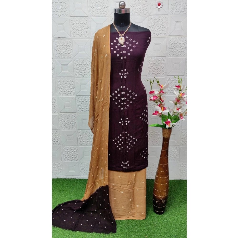 Amfyn Women's Rayon Printed Unstitched Salwar Suit Material With Dupatta 2.3Mtrs (Wine)