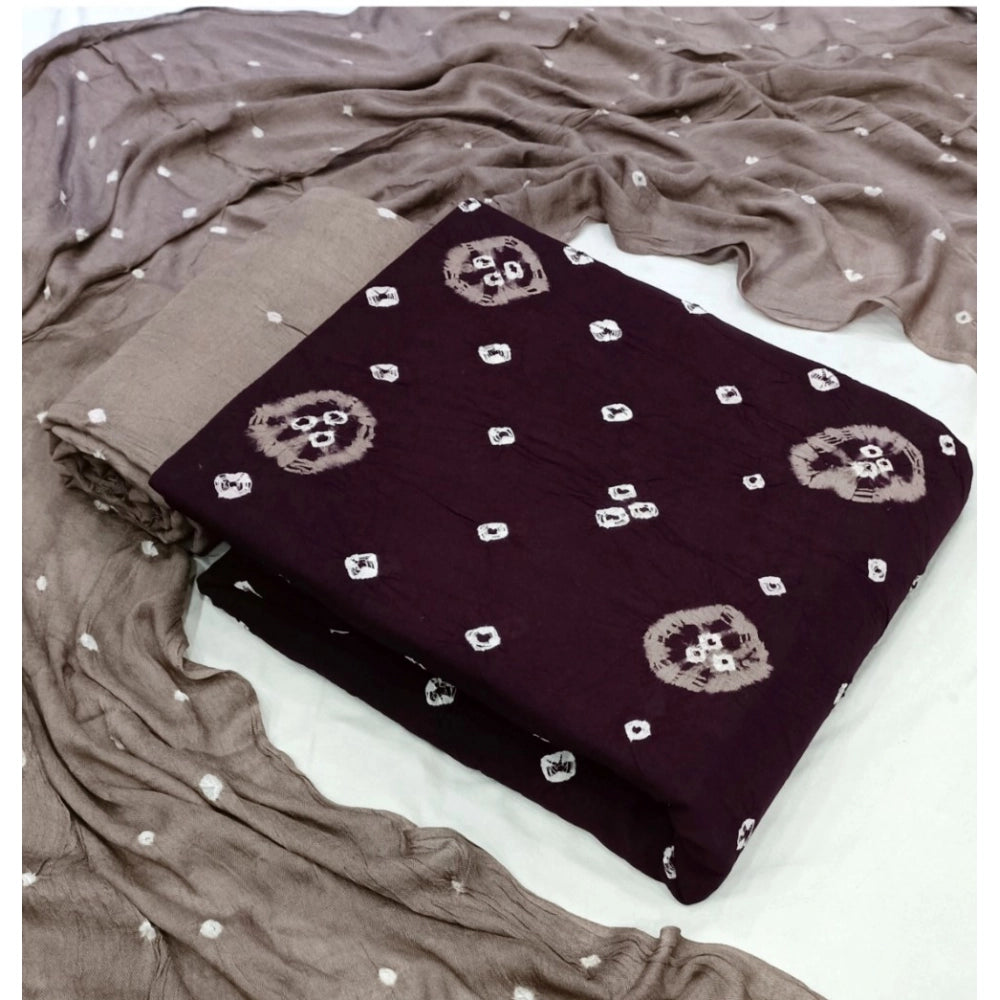 Amfyn Women's Rayon Printed Unstitched Salwar Suit Material With Dupatta 2.3Mtrs (Coffee)