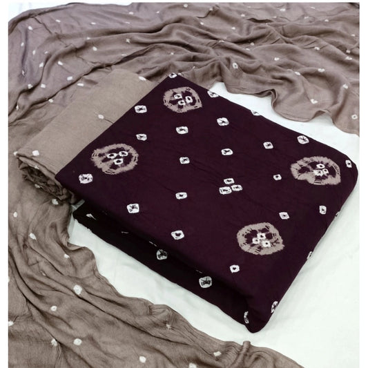 Amfyn Women's Rayon Printed Unstitched Salwar Suit Material With Dupatta 2.3Mtrs (Coffee)