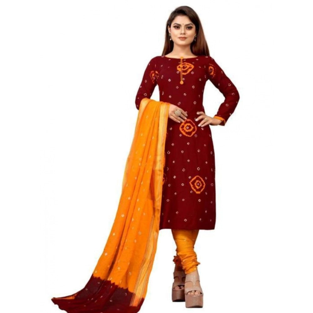 Amfyn Women's Rayon Printed Unstitched Salwar Suit Material With Dupatta 2.3Mtrs (Red)
