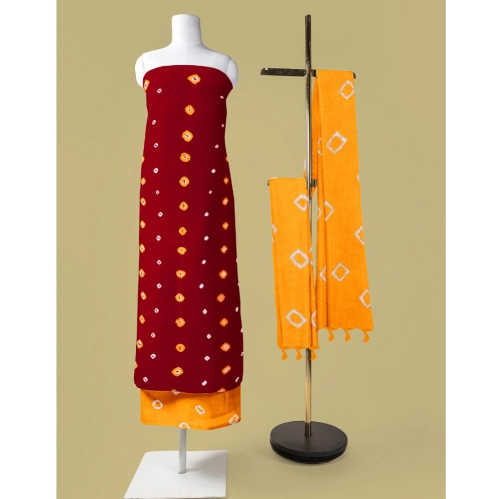 Amfyn Women's Rayon Printed Unstitched Salwar Suit Material With Dupatta 2.3Mtrs (Red)