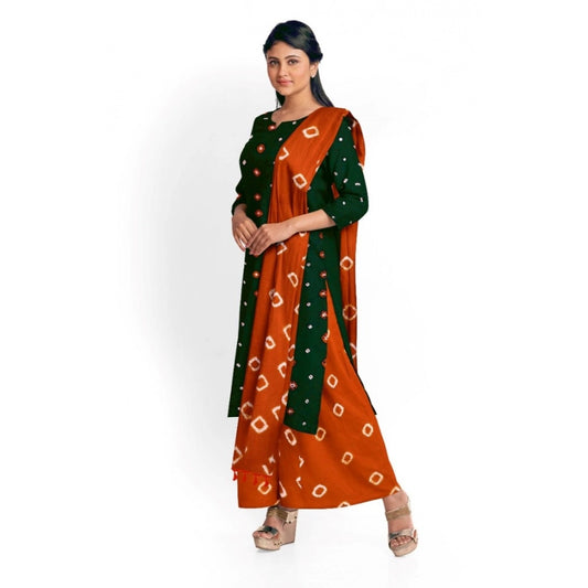 Amfyn Women's Rayon Printed Unstitched Salwar Suit Material With Dupatta 2.3Mtrs (Green)