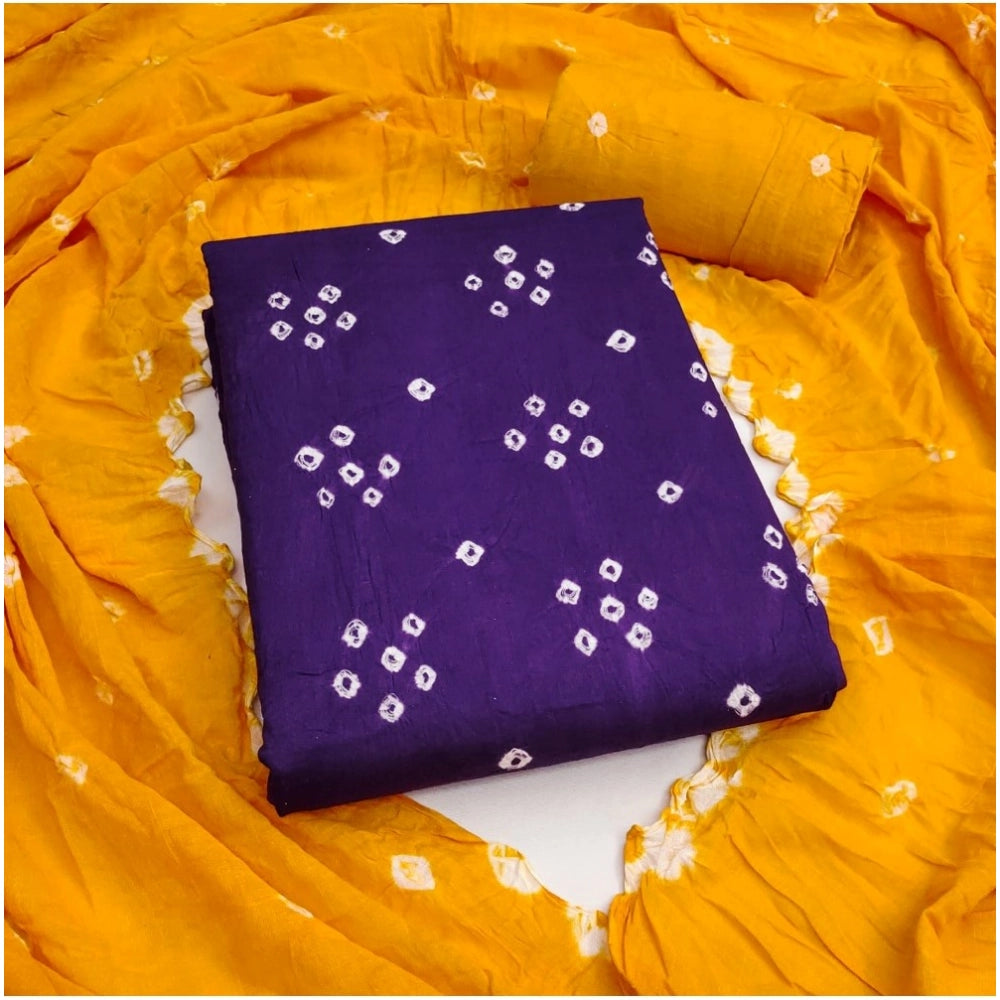 Amfyn Women's Cambric Cotton Printed Unstitched Salwar Suit Material With Dupatta 2.3Mtrs (Purple)