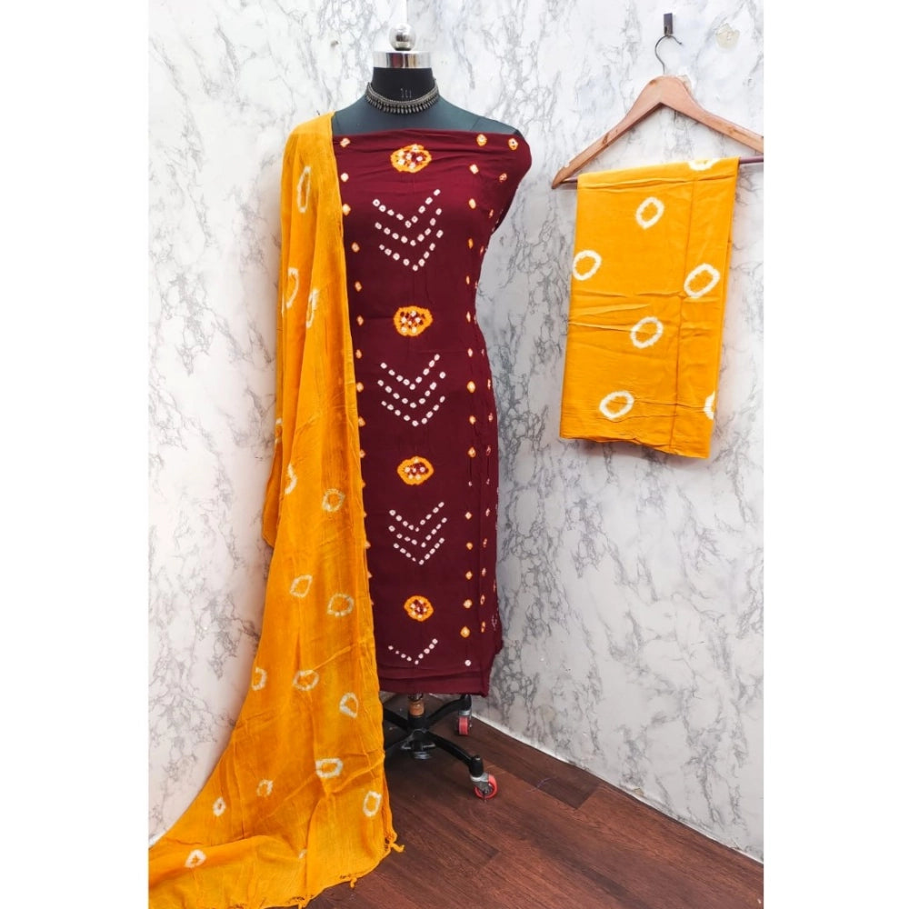 Amfyn Women's Rayon Printed Unstitched Salwar Suit Material With Dupatta 2.3Mtrs (Red)