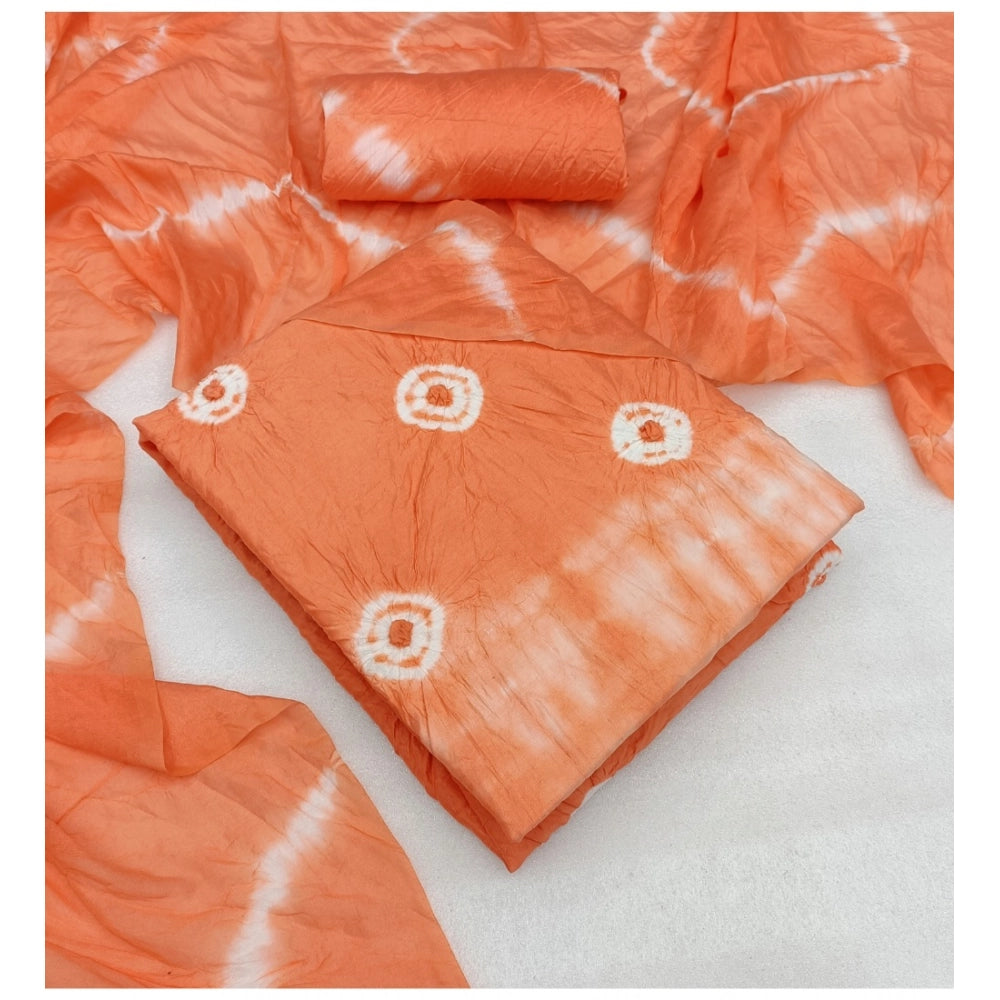 Amfyn Women's Chanderi Cotton Printed Unstitched Salwar Suit Material With Dupatta 2.3Mtrs (Peach)