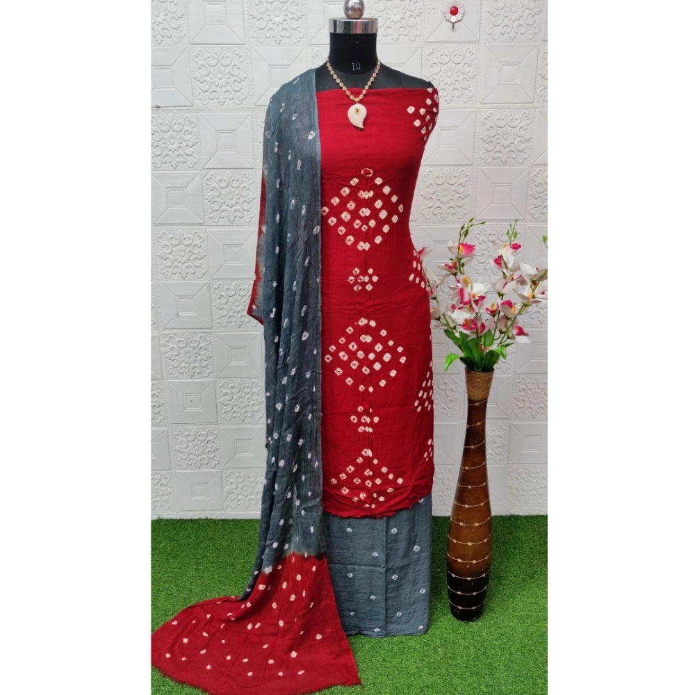 Amfyn Women's Rayon Printed Unstitched Salwar Suit Material With Dupatta 2.3Mtrs (Red)