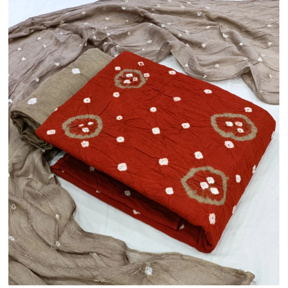 Amfyn Women's Rayon Printed Unstitched Salwar Suit Material With Dupatta 2.3Mtrs (Orange)