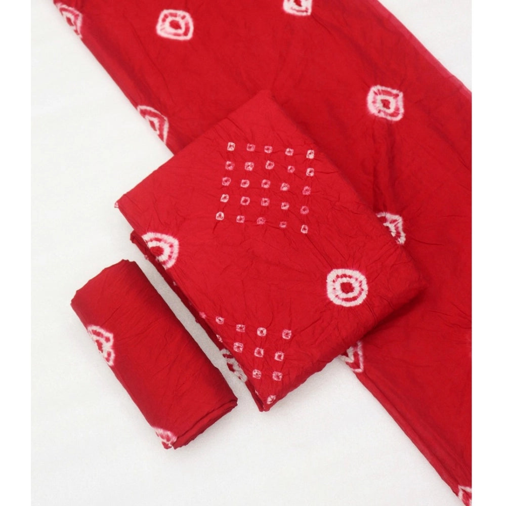 Amfyn Women's Chanderi Cotton Printed Unstitched Salwar Suit Material With Dupatta 2.3Mtrs (Red)