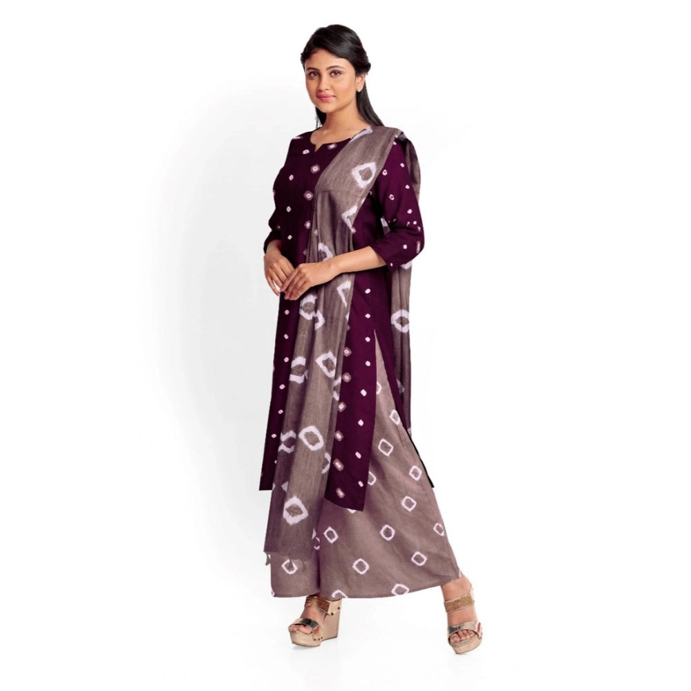 Amfyn Women's Rayon Printed Unstitched Salwar Suit Material With Dupatta 2.3Mtrs (Wine)