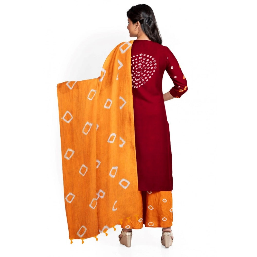 Amfyn Women's Rayon Printed Unstitched Salwar Suit Material With Dupatta 2.3Mtrs (Red)