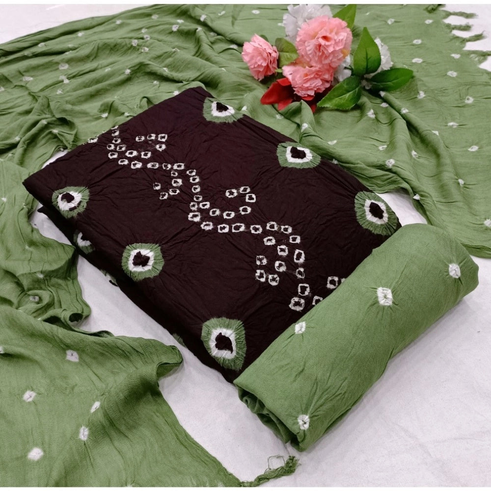 Amfyn Women's Rayon Printed Unstitched Salwar Suit Material With Dupatta 2.3Mtrs (Coffee)