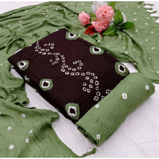 Amfyn Women's Rayon Printed Unstitched Salwar Suit Material With Dupatta 2.3Mtrs (Coffee)