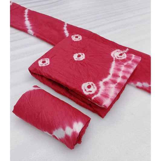 Amfyn Women's Chanderi Cotton Printed Unstitched Salwar Suit Material With Dupatta 2.3Mtrs (Pink)