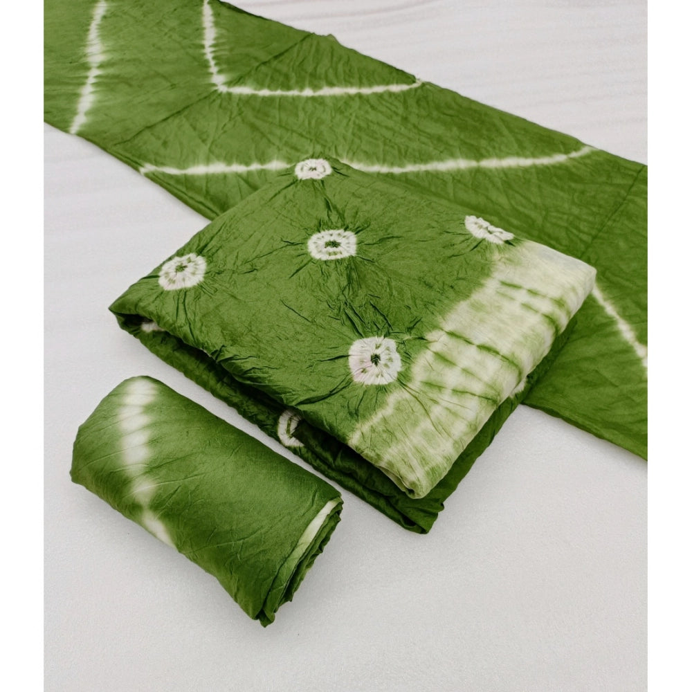 Amfyn Women's Chanderi Cotton Printed Unstitched Salwar Suit Material With Dupatta 2.3Mtrs (Green)