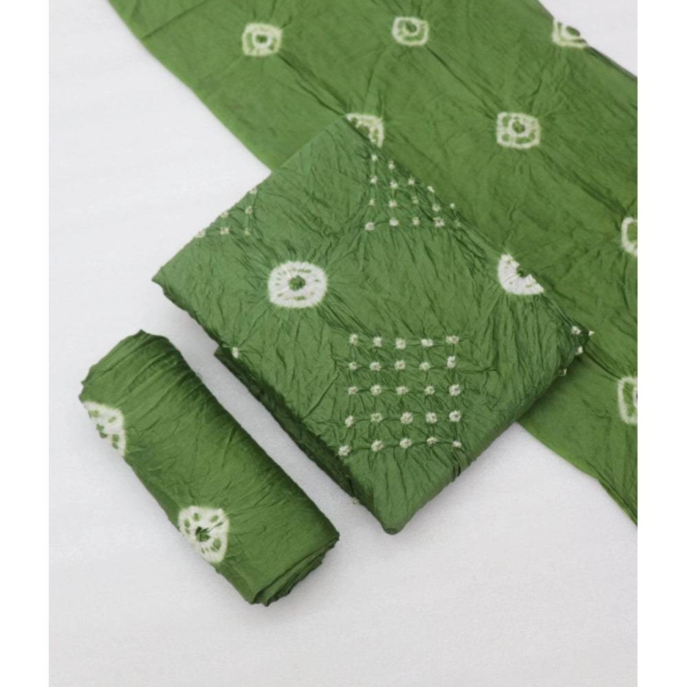 Amfyn Women's Chanderi Cotton Printed Unstitched Salwar Suit Material With Dupatta 2.3Mtrs (Green)
