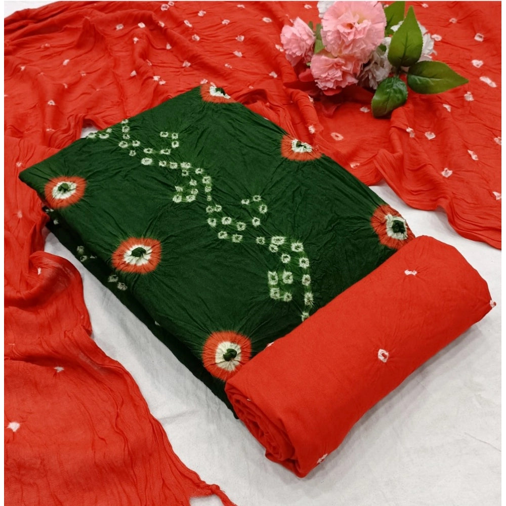 Amfyn Women's Rayon Printed Unstitched Salwar Suit Material With Dupatta 2.3Mtrs (Mehendi Green)