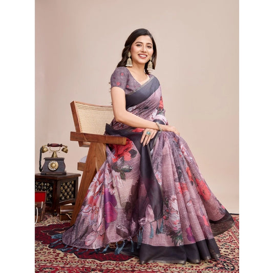 Amfyn Women's Georgette Embroidered  Saree With Unstitched Blouse (5.5Mtr, Multicolor)