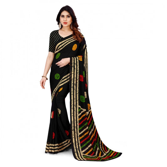 Amfyn Women's Faux Georgette Printed Saree With Unstitched Blouse 5.5Mtr (Multicolor)