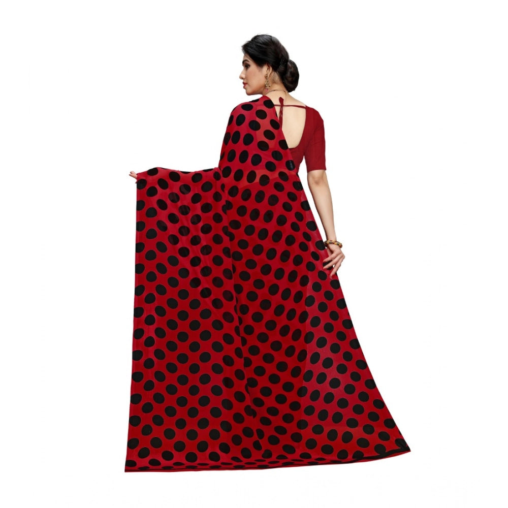 Amfyn Women's Georgette Printed Saree With Unstitched Blouse 5.5Mtr (R.Black)