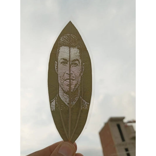 Amfyn Custom Engraved Leaf Art – Football Icon Portrait on Natural Lea